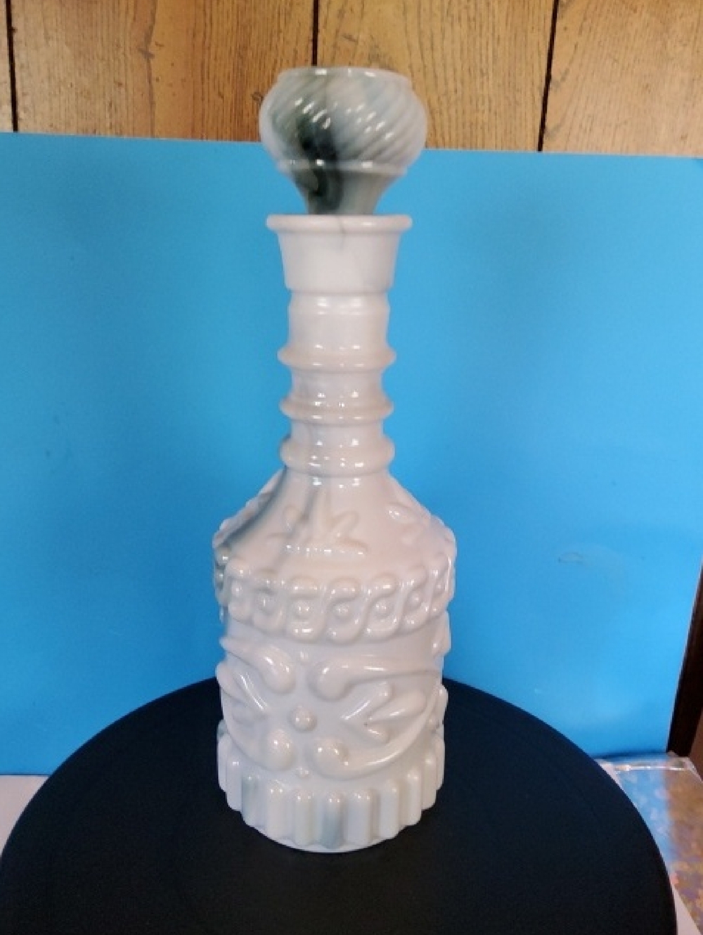 Jim Beam 1972 Blue Slag Glass Decanter.